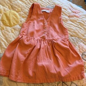 Zara Coral-Peach Sleeveless Buttoned Sundress